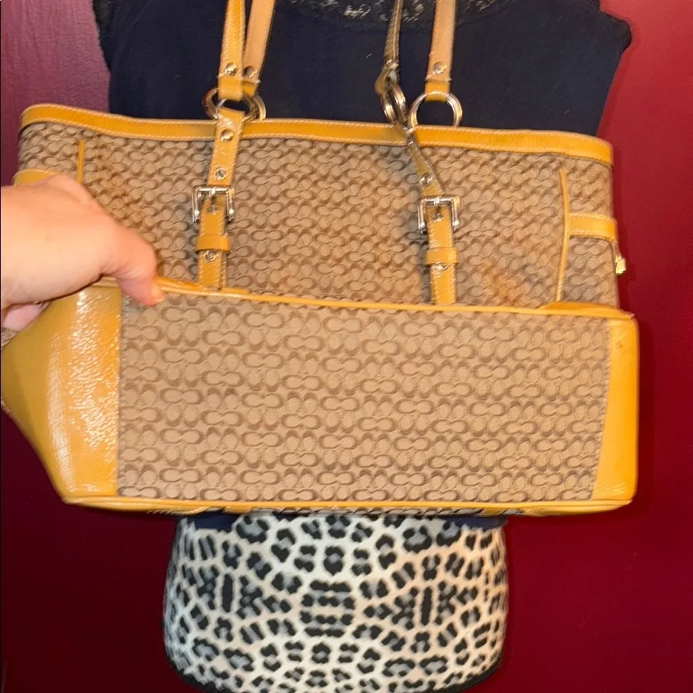 Coach Tan and Brown Shoulder Bag with Leather Accents - Picture 8 of 8